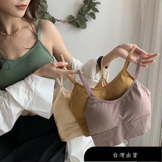 【免運】【LAM】新款吊帶針織 bra背心美背運動內衣女生內衣 有胸墊無鋼圈 短版上衣小可愛無袖t恤可內搭 健身內衣吸溼