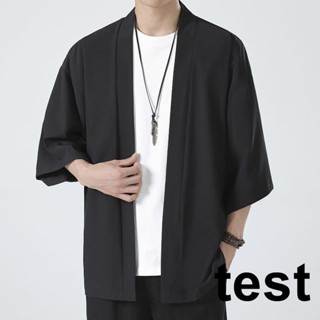 ★夜夜生活館★新品 【七分袖設計】冰絲防曬衣男夏季七分袖漢服小外套中國風道袍短袖外套男士唐裝夾克CBV