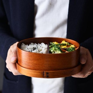 日式便當盒木質簡約復古風 單雙層飯盒保溫學生辦公室飯盒送布袋