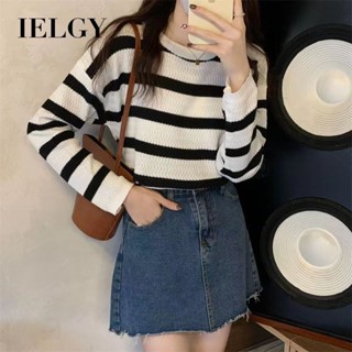 IELGY 女士條紋長袖針織寬鬆上衣