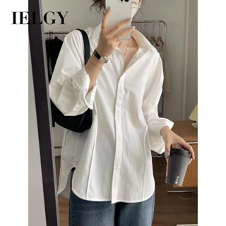 IELGY 白襯衫女裝別緻寬鬆長袖上衣