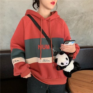 IELGY 女裝休閒字母衛衣寬鬆百搭時尚加絨連帽長袖