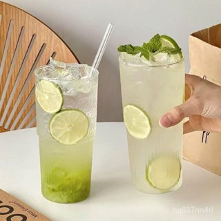 【臺灣出貨】水杯小眾ins吸管玻璃杯大容量蘇打飲料杯氣泡水杯果汁杯冰咖啡杯牛奶飲料杯學生宿捨杯子-奢尚匯品
