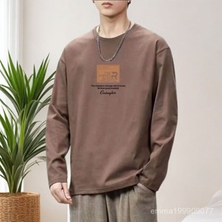 2025新款💖重磅純棉長袖T恤男士春秋季新款圓領潮牌百搭打底衫男秋長袖t恤 FOZE