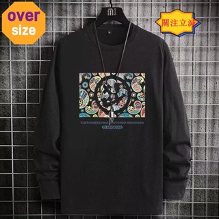【臺灣出貨】M-8XL 韓版潮流秋季長袖男裝 大尺碼T恤男 休閒寬鬆圓領落肩上衣 長t 男生