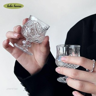 keke✨ins高腳杯 刻花一兩小酒杯 玻璃杯 威士忌直身酒杯