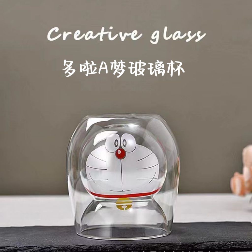 雙層哆啦A夢玻璃杯防燙耐熱家用杯隔熱加厚杯哆啦a夢週邊 KZYZ