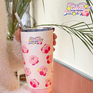臺灣發貨【免運】Jenny 600ml Kirby 星之卡比不鏽鋼杯 隨手杯 吸管杯 304車用杯 咖啡杯 不鏽鋼保溫杯