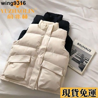 🌸臺灣限時低價🌸 背心馬甲外套 韓版胖mm羽絨棉服馬甲女短版2024秋冬季新款大尺碼寬鬆百搭背心無袖外套 毛衣背心