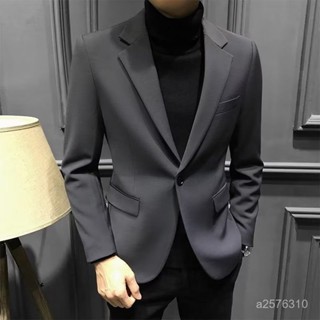 爆款熱賣❤痞帥職業小西裝男士春秋季商務韓版潮流帥氣休閒修身黑色西服外套 VOZ1