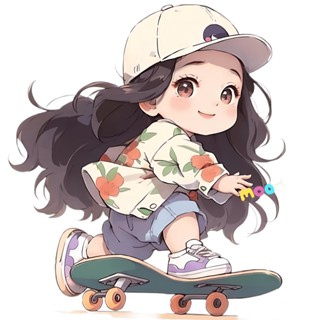 車貼✨【1538人收藏】滑板小女孩圖案卡通貼紙車用電動車車身劃痕遮小眾裝飾宿舍防水貼 防水貼紙