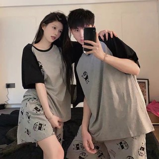 🔥台灣出貨🔥【店鋪熱銷】ins蠟筆小新圓領情侶睡衣女新款男士簡約休閑夏季短袖家居服套裝