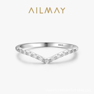 AILMAY✨正品授權✨香港直發s925純銀戒指女韓版簡約百搭閉口V形可疊帶排戒跨境熱賣時尚指環 女生戒指 韓版戒指