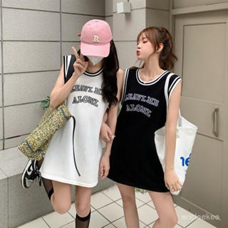 Nico💖2195#字母運動背心女夏季小眾外穿寬鬆休閒吊帶辣妹無袖坎肩上衣