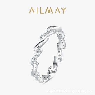 AILMAY✨正品授權✨香港直發s925銀精緻條形微鑲戒指女氣質百搭個性幾何食指戒歐美ins手飾品 女生戒指 韓版戒指