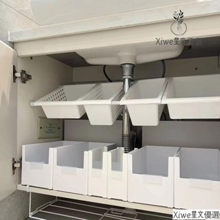 💞廚房 下水槽置物架 免打孔 可伸縮 櫥櫃收納盒 浴室角架