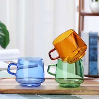 【新品推薦】高硼矽透明玻璃咖啡杯彩色單層馬克杯ins風家用早餐玻璃杯單杯