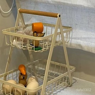 【居家生活用品】新款廚房置物架客廳收納桌麵鐵藝水果籃雙層家用瀝水籃