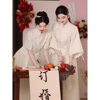 ISLAND#紗裙禮服伴娘長禮小眾新中式伴娘服2025新款夏季中國風高階感婚禮姐妹團禮服小個子大碼