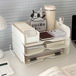 【新品推薦】抽屜式桌面收納盒辦公室A4紙檔案置物架透明學生書桌工位整理神器