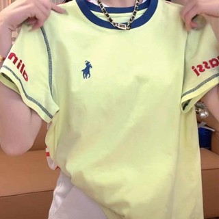 大碼重工明綫小馬刺繡短袖T恤女 上衣 T恤 打底衫 夏季新款寬鬆顯瘦遮肉上衣女 韓版女裝 春夏秋女裝 春夏裝