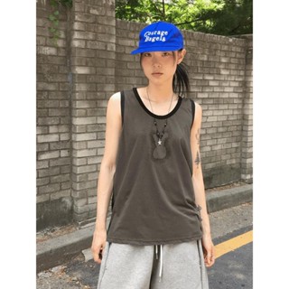 Codibook｜韓國 wonderwonder 素色U領綁帶長版無袖上衣［預購］無袖 圓領背心 女裝