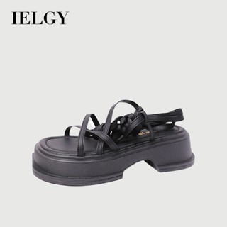 IELGY 涼鞋女韓版小眾交叉綁帶洋氣百搭露趾厚底羅馬鞋