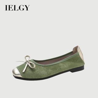 IELGY 法式加大碼方頭蝴蝶結平底芭蕾舞鞋柔軟舒適新款中式複古單品