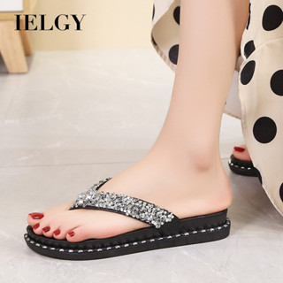 IELGY 熱夾腳人字拖涼鞋女時尚厚底平底沙灘海邊防滑百搭