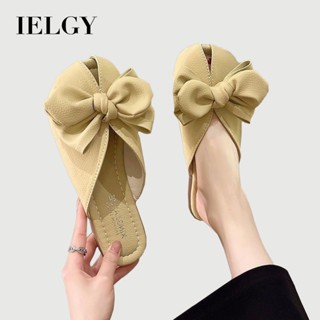 IELGY 新款時尚平底蝴蝶結腳趾半拖鞋女夏季腳趾涼鞋