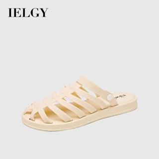ielgy 果凍鞋頭羅馬拖鞋女鞋夏季橡膠沙灘兩穿涼鞋