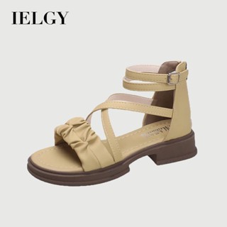 IELGY 韓版溫柔厚底羅馬涼鞋軟底2025夏季女學生百搭平底沙灘鞋