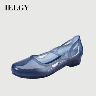 IELGY 女士時尚果凍透明水晶涼鞋鞋頭防滑塑膠高跟鞋舒適簡約