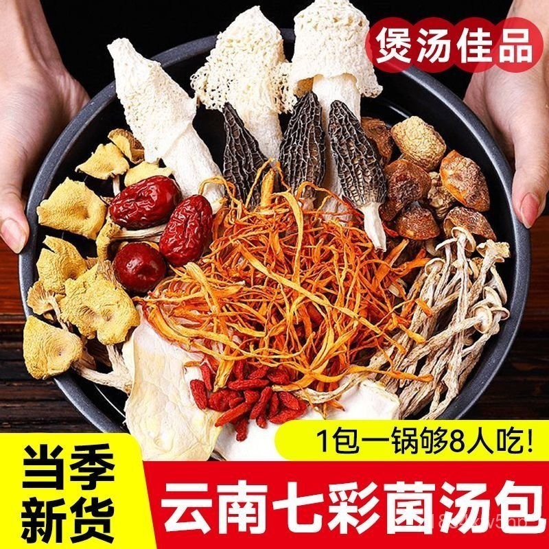 藍天優選 七彩菌湯包幹貨新鮮羊肚菌茶樹菇菌蘑菇包煲湯湯包