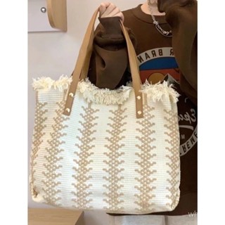👜 卿選好物 👜帆布託特新款單肩大容量流蘇包包外出時尚洋氣大容量流蘇編製包包