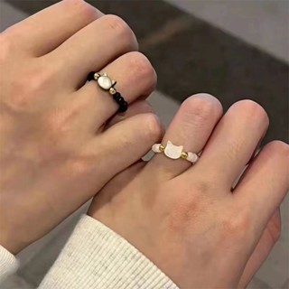 ✨新店促銷☜桃園出貨✨抖音同款貝殼貓咪閨蜜戒指小眾ins學生高顏值不掉色送女生禮物