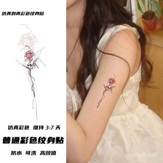 🔥24h限時促銷📣彩色玫瑰唯美ins防水紋身貼高階持久女手臂小紅書衕款貼紙高顔值 8YXV