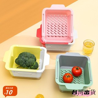 廚房用品 瀝水籃 洗菜盆 水槽神器 濾網瀝水置物架 廚房可伸縮鏤空家用水果盆子洗菜籃 瀝水架 過濾籃 廚餘架