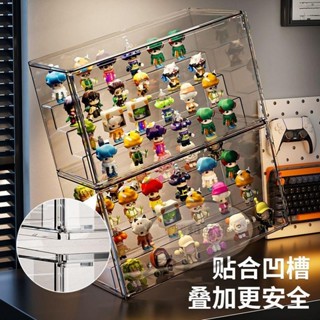 公仔展示盒 透明展示盒 壓克力展示盒 階梯公仔盒 公仔收納盒 盲盒收納盒 帶隔板磁吸盲盒收納展示架亞克力透明防塵樂高手辦