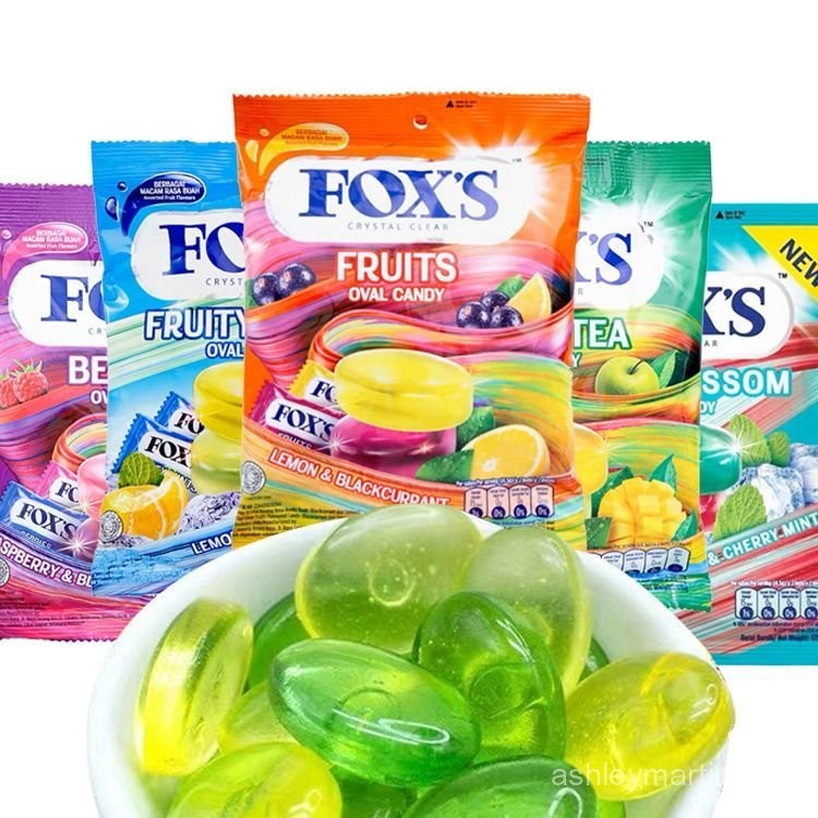 熱賣🌈【爆款】印尼進口FOX'S袋裝正品霍士福克斯什錦混閤果汁水晶糖薄荷糖零食