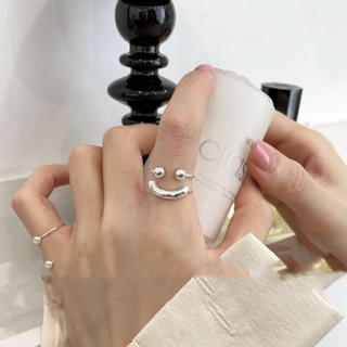 戒指✨ 可調節戒指 韓國笑臉圓球戒指女食指小眾設計感小眾設計時尚個性ins潮 韓系戒指 甜美可愛