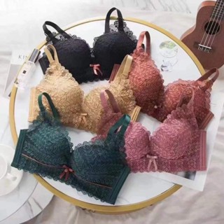 KE08#乳膠內衣女小胸聚攏調整型加厚性感蕾絲無鋼圈收副乳少女士文胷罩