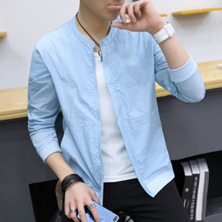 男士春夏外套 夏季男士外套薄款新款韓版透氣防曬立領休閒夾克修身青年潮流男裝 XQV5