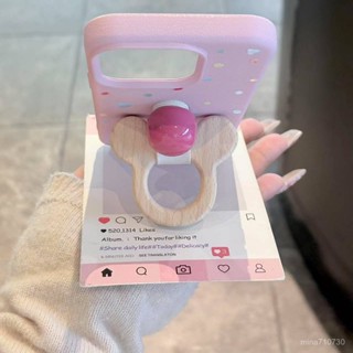 可愛米奇積木指環支架適用蘋果16promax手機殻iPhone15pro防摔x女 LD9Y