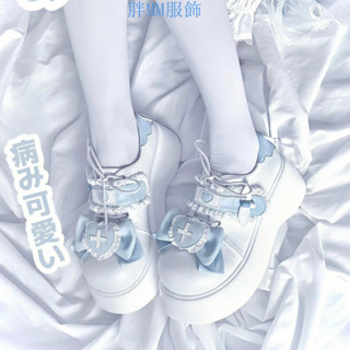 【胖妹妹鞋櫃】 甜美洛麗塔鞋圓頭可愛少女Lolita鞋日係鬆糕厚㡳增高馬卡龍單鞋女