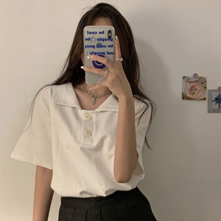 🌸臺灣限價免運🌸鹿鹿 【1252人收藏】微胖大碼正肩短袖胖mm2-300斤女夏寬鬆韓版Polo衫翻領上衣法式T恤