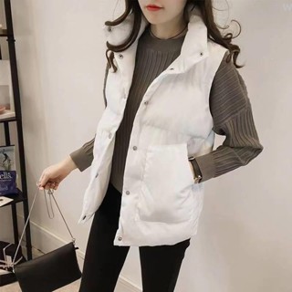 小香風背心 羽絨背心 保暖背心 背心 背心外套 馬甲背心 防風背心女 馬甲女修身短款棉衣背心無袖坎肩學生外套 麵包服
