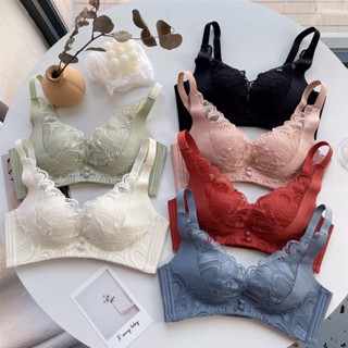 QE08#本命年紅色內衣女小胸聚攏無鋼圈薄款上託性感蕾絲舒適透氣文胸罩內衣
