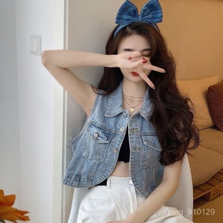 【春夏女裝】326牛仔背心 牛仔外套 夏季小外套 短款牛仔馬甲女新款夏季外搭高腰坎肩個性顯瘦工裝小個子上衣 韓係女裝