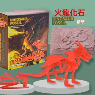 【90%好評率】火龍冰龍考古挖掘玩具兒童DY手工恐龍化石挖寶藏飛龍盲盒套裝男孩